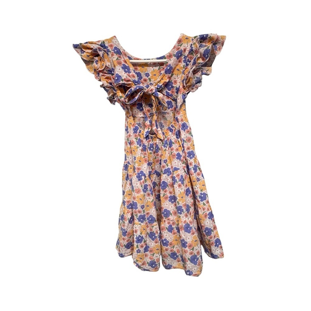 Chico's Girls Floral Ruffle Sleeve Dress - Blue & Yellow - Picture 2 of 7